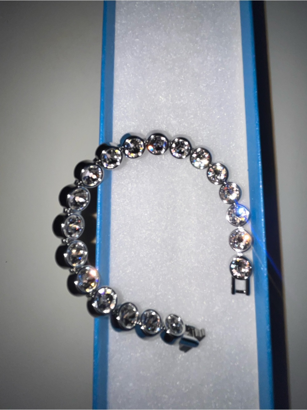 Touchstone Crystal Silver-Tone Clear Crystal Bracelet